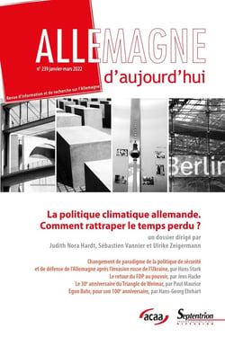Allemagne d'aujourd'hui n.239 : la politique climatique allemande : à la recherche du temps perdu
