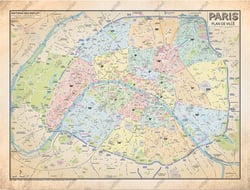 Plan de Paris : modèle vintage