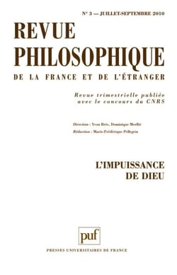 Revue philosophique de la France et de l'étranger n.135/3 : l'impuissance de Dieu