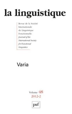 Revue La Linguistique n.48/2 : 2012