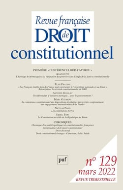 Revue française de droit constitutionnel n.129 : première conférence Louis Favoreau (édition 2022)