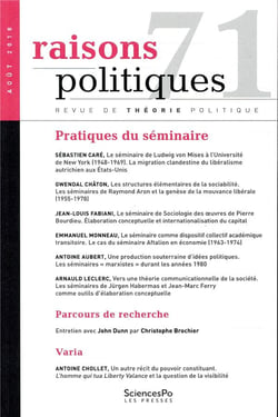 Revue raisons politiques n.71 : pratiques du séminaire