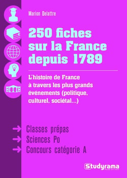 250 fiches sur la France depuis 1789 - l'histoire de France à travers les plus grands événements (politique, culturel, sociétal...) classes prépas, Sciences Po, concours catégorie A