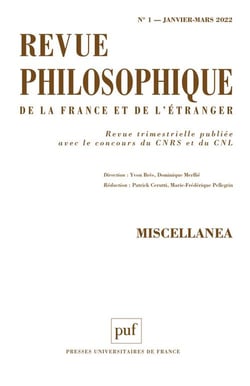 Revue philosophique de la France et de l'étranger n.147 : miscellanea (édition 2022)