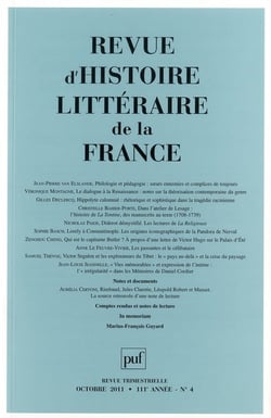REVUE D'HISTOIRE LITTERAIRE DE LA FRANCE n.2011/4