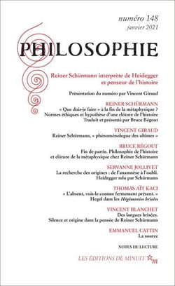 Revue Philosophie n.148 : Reiner Schürmann, interprète de Heidegger et penseur de l'histoire