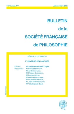 Bulletin de la Société française de philosophie n.115-1 : l'universel en langue