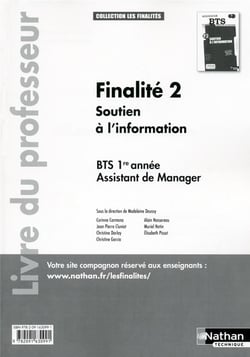 Finalite 2 - Soutien A L'Information - Bts 1E année Assistant Manager - Livre Du Professeur