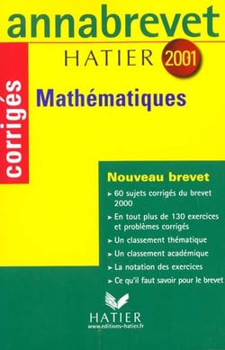 Annabrevet 2001 mathematiques corriges