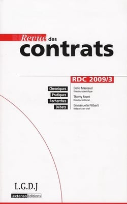 Revue des contrats n 3 - 2009