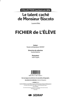 Le talent caché de monsieur Biscoto - fichier de l'élève
