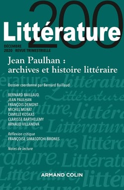Littérature Nº200 4/2020 Jean Paulhan : archives et histoire littéraire