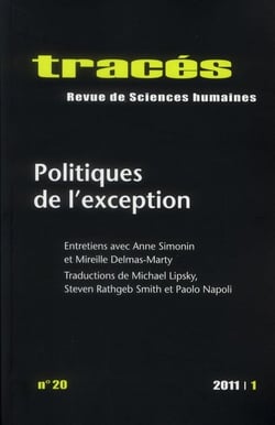 Tracés, n° 20/2011 : Politiques de l'exception
