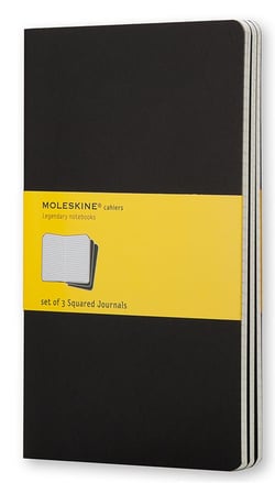 3 cahiers - 13 x 21 cm - 5X5 - noir - Moleskine