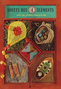 Jouets des 4 elements, avec l'air, la terre, l'eau et le feu