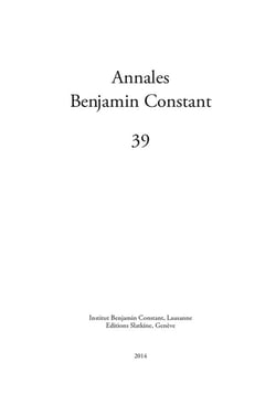 Annales Benjamin Constant : annales de Benjamin constant Tome 39