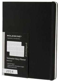 Agenda taskmaster semainier vertical 2014 très grand format noir couverture rigide