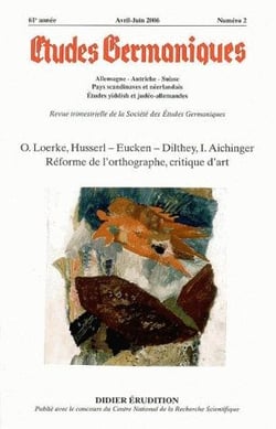 Études germaniques -  N°2/2006 : Réforme de l'orthographe, critique d'art