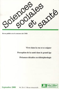 Revue sciences sociales et sante. septembre  2008. vol. 26 n 3 - vivre dans la rue et se soigner. pe