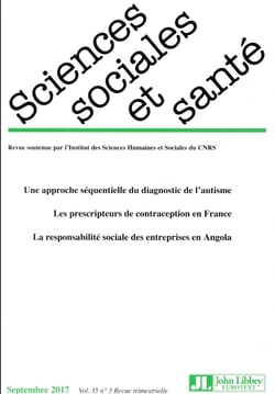 Revue sciences sociales et sante n.35 - une approche séquentielle du diagnostic de l'autisme - n.3 - septembre 2017