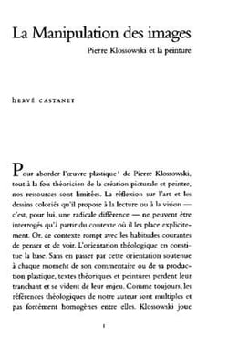 La Manipulation des images : Pierre Klossowski et la peinture