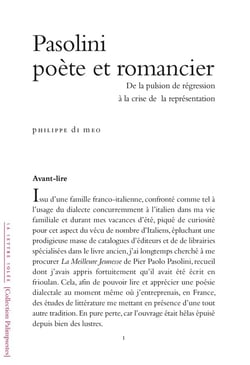 Pasolini, poète et romancier : de la pulsion de régression à la crise de la représentation