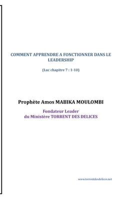 Comment apprendre à fonctionner dans le leadership (luc chapitre 7 : 1-10)