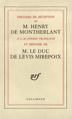 Discours de reception a l'academie francaise et reponse du duc de levis mirepoix