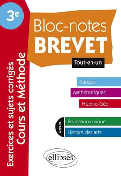 Bloc-notes brevet - 3ème - tout-en-un - exercices et sujets corrigés cours et methode