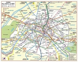 Métro recto RER verso plan plastifié