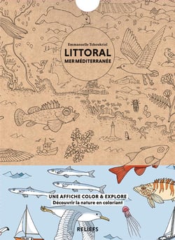 Littoral mer méditerranée - affiche à colorier
