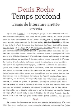 Temps profond - essais de littérature arrêtée, 1977-1984