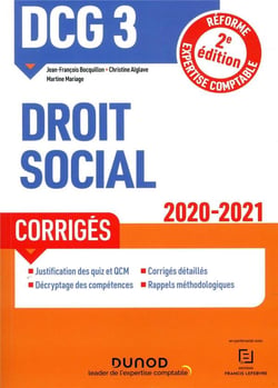 Dcg 3 - droit social - dcg 3 droit social - corriges - 2020-2021 (édition 2020/2021)