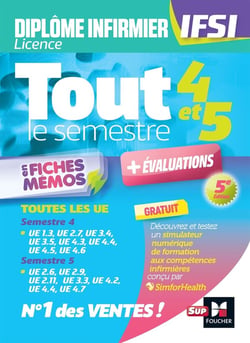 Diplôme infirmier IFSI : tout le semestre 4 & 5 en fiches mémos - + évalutations (5e édition)