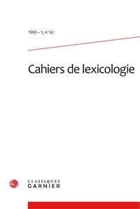 Cahiers de lexicologie n.62 : 1993-1