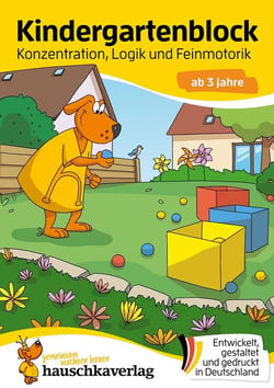 Kindergartenblock ab 3 Jahre - Konzentration, Logik, Feinmotorik : Kinder spielerisch fordern, sinvolle Beschäftigung, bunter Rätselblock ab 3 Jahre mit Doggy