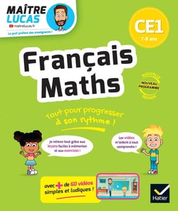 C'est simple avec Maître Lucas : Français et Maths - CE1 - Cahier de soutien avec des vidéos : Leçons et exercices corrigés