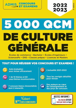 5000 QCM de culture générale + actu en ligne mois par mois - concours et examens (édition 2022/2023)