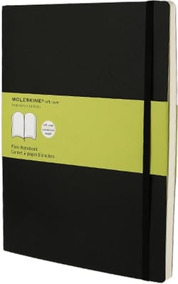 Carnet blanc - tres grand format - couverture souple noire