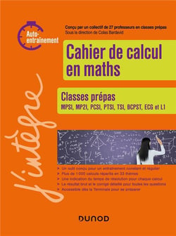 Cahier de calcul en maths - classes prépas