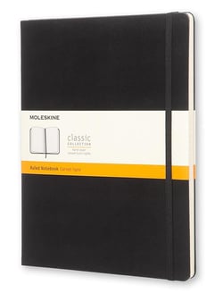 Carnet très grand format lignes - couverture rigide noire