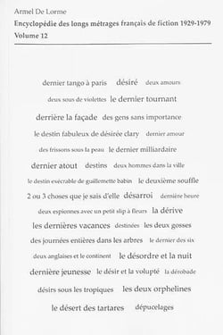 Encyclopédie des longs métrages français de fiction - 1929-1979 Tome 12 : de Départ à zéro à La dévoreuse
