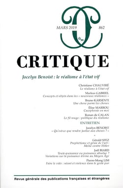 Revue Critique n.862 : Jocelyn Benoist - le réalisme à l'état vif