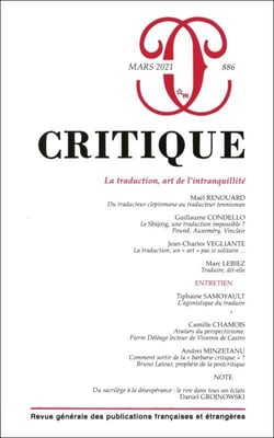 Revue Critique n.886 : La traduction, art de l'intranquillité