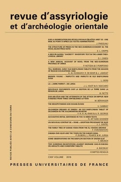 REVUE D'ASSYRIOLOGIE ET D'ARCHEOLOGIE ORIENTALE n.113 (édition 2019)