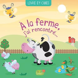 Coffret livre tout carton + 9 cubes : à la ferme