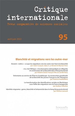 Revue critique internationale n.95 : blanchité et migration vers les outre-mer (édition 2022)