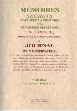 Mémoires secrets ou journal d'un observateur t.11 1778