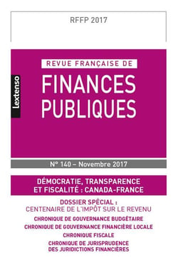 Revue française de finances publiques n.140 : démocratie, transparence et fiscalité : Canada-France