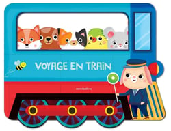 Voyage en train : Livre tout-carton avec poignée et formes découpées